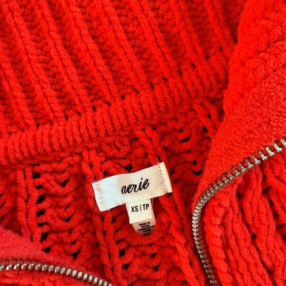 Aerie Red Cowl Neck Sweater with Ribbed Knit - Picture 3 of 4